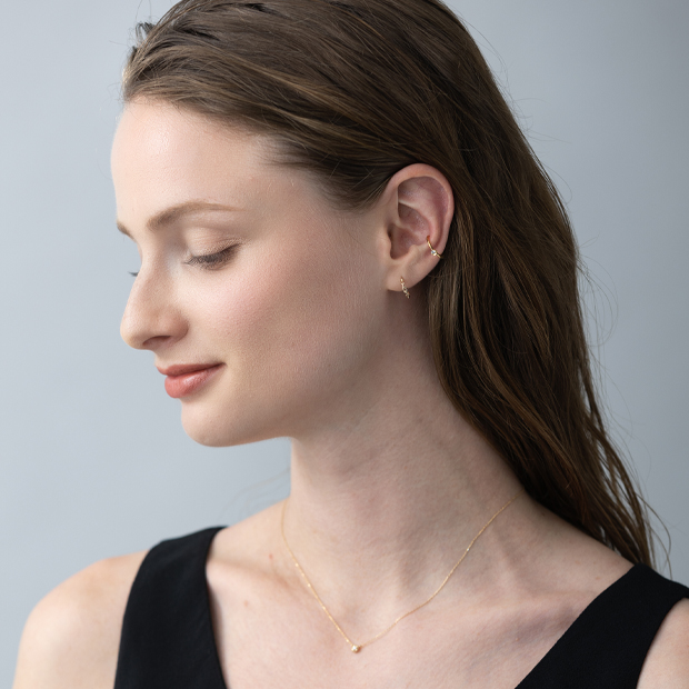 CLIP CHAIN HOOP PIERCED EARRINGS(S)(2JP0940)K10 ピアス｜スター