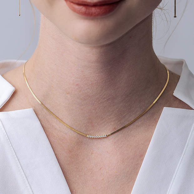 DIAMOND HERRINGBONE NECKLACE(1ZN1114)K18 ネックレス｜スター