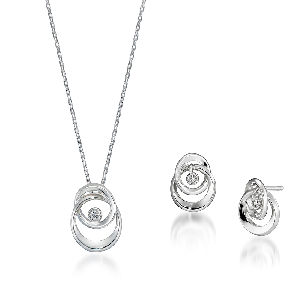 TWO UNIVERSE NECKLACE/ PIERCED EARRINGS(2SN1627_2SP0875)SV925