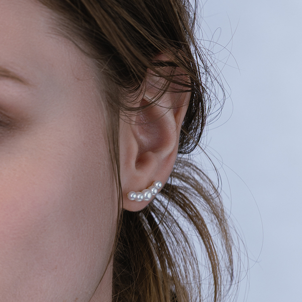 PEARL LINE PIERCED EARRING(片耳用)(2JP1001)K10 ピアス｜スター