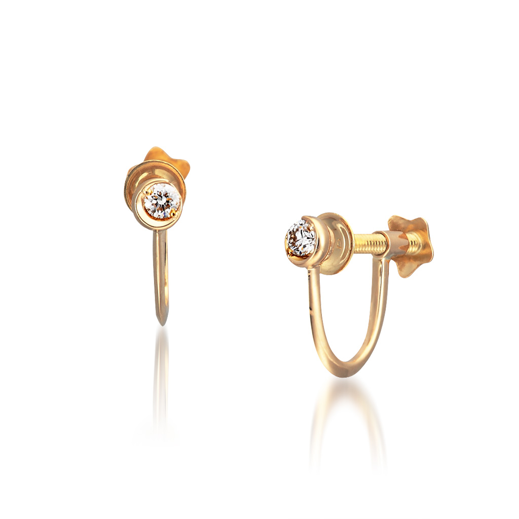 MOON SETTING DIAMOND EARRINGS(S)(2ZE0279)K18 イヤリング｜スター