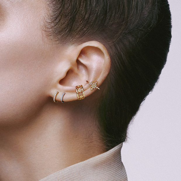 CLICK HOOP PIERCED EARRING(SS)(片耳用)(2ZP1564)K18 ピアス｜スター