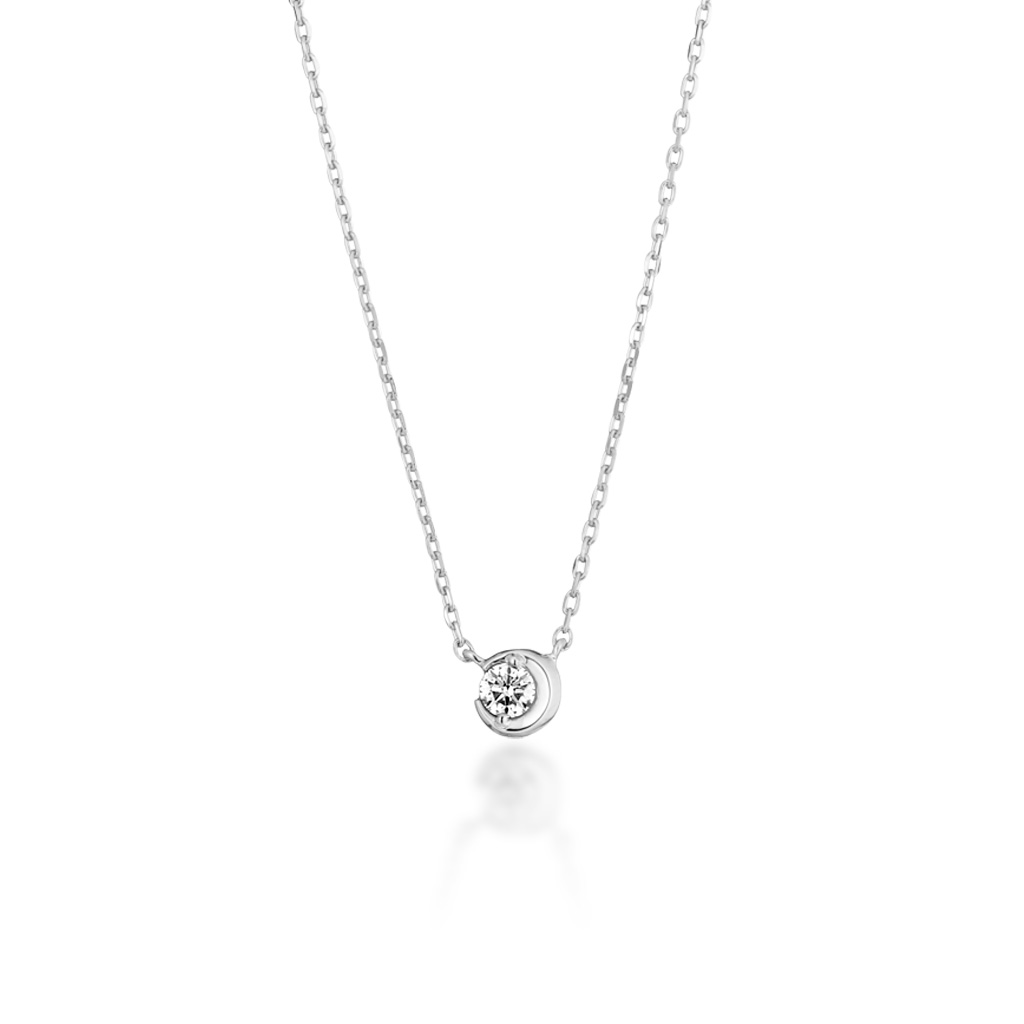 MOON SETTING DIAMOND NECKLACE 0.04ct(2XN0337)Pt950 ネックレス