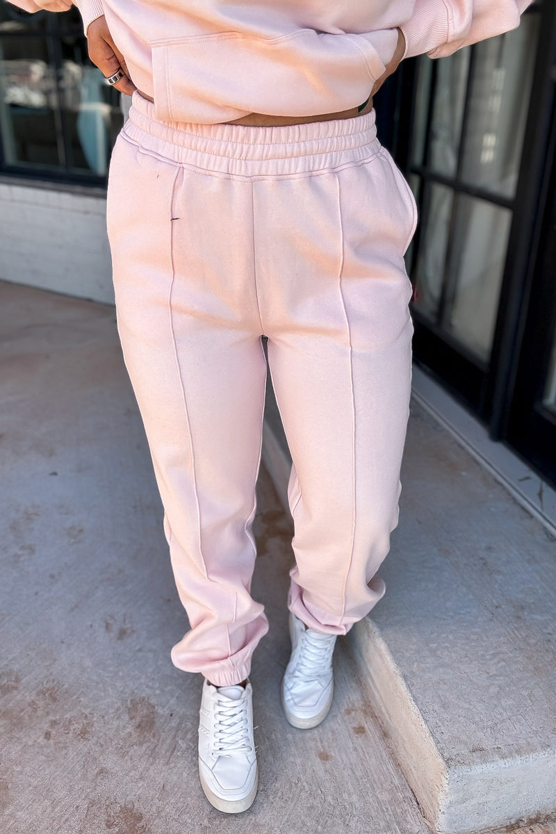 Cute Take Dusty Pink High Waisted Pintuck Sweatpants – Stella Rae's