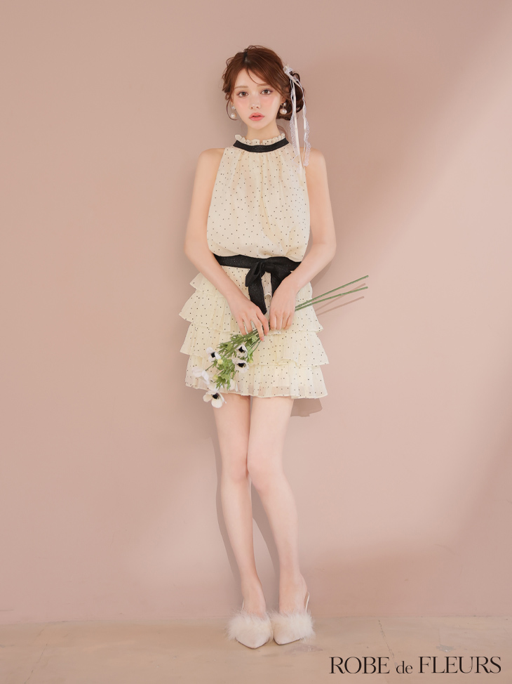 XSサイズあり【ROBE de FLEURS/ローブドフルール】ドットオーガンジー