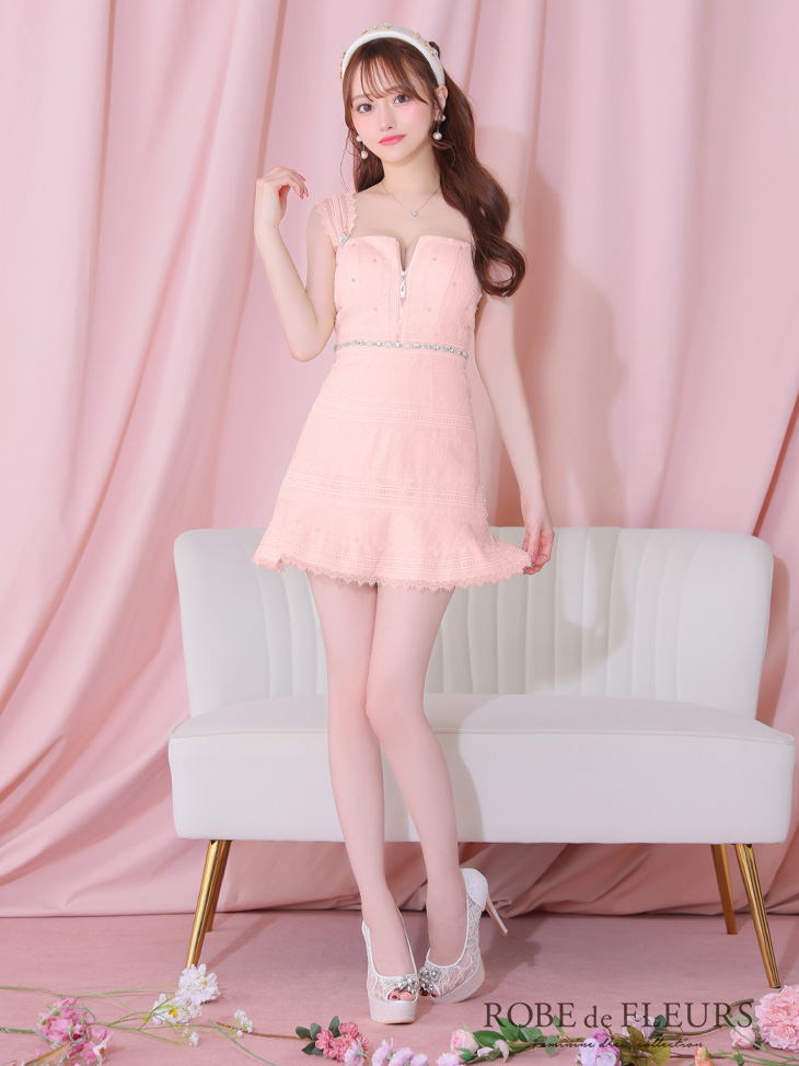 XSサイズあり【ROBE de FLEURS/ローブドフルール】肩レース/ ウエスト