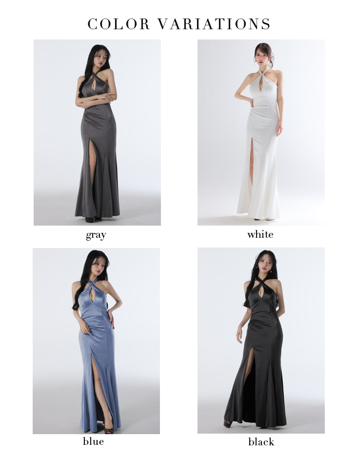 Lサイズあり【Glossy/グロッシー】クロスホルター/ ストレッチサテン