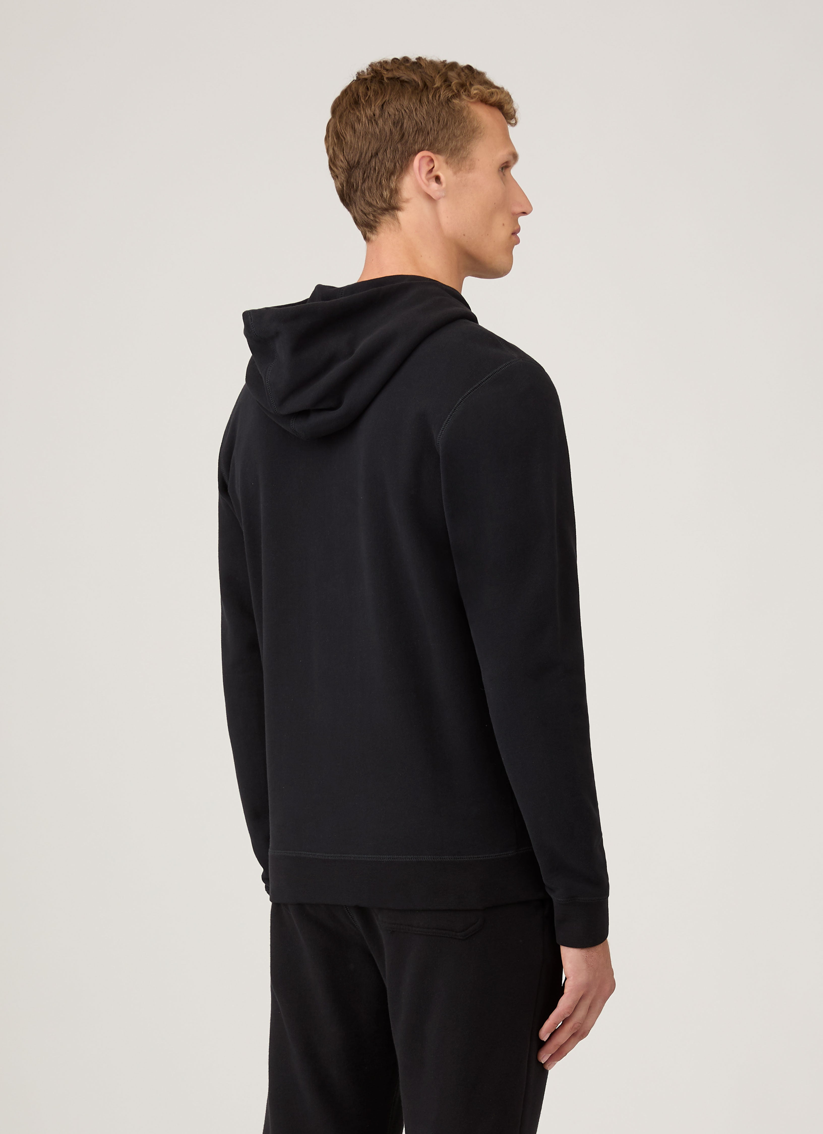Men's Loopback Zip Hoodie in Black | Sunspel