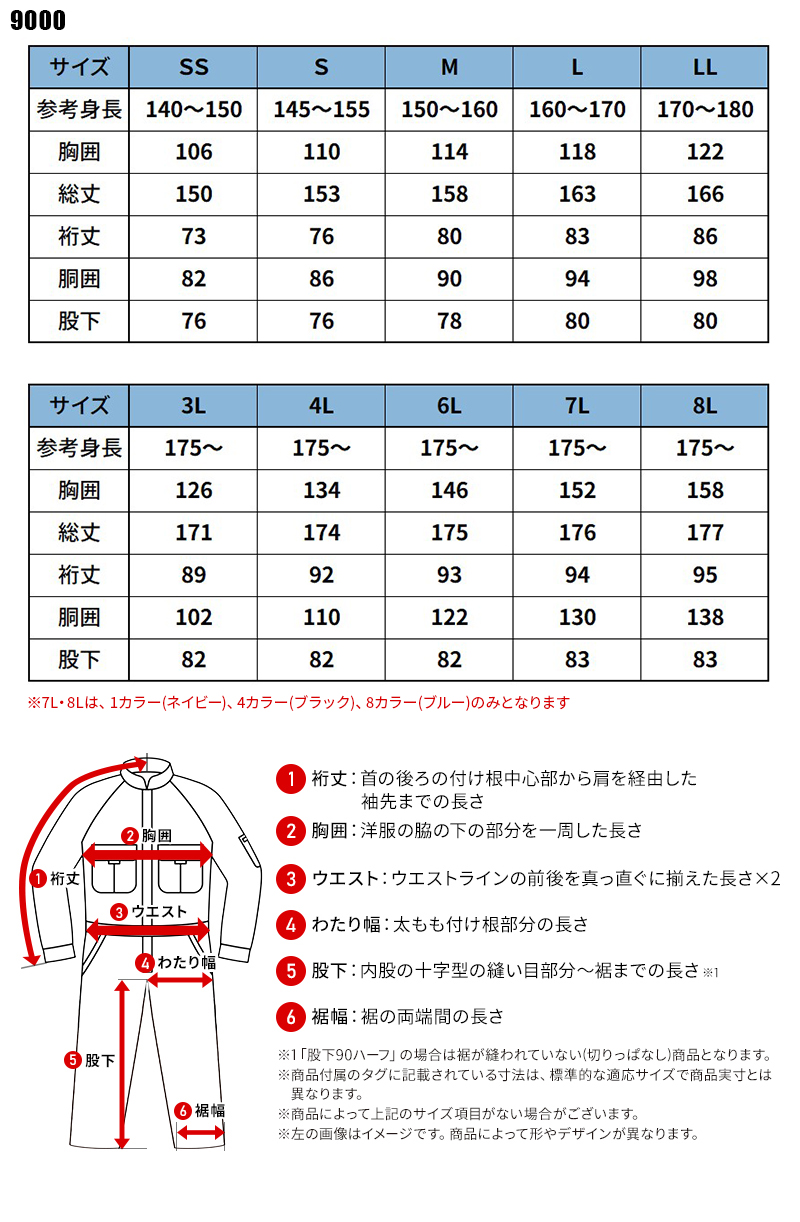 桑和SOWAのつなぎ作業服 長袖9000Z| サンワーク本店