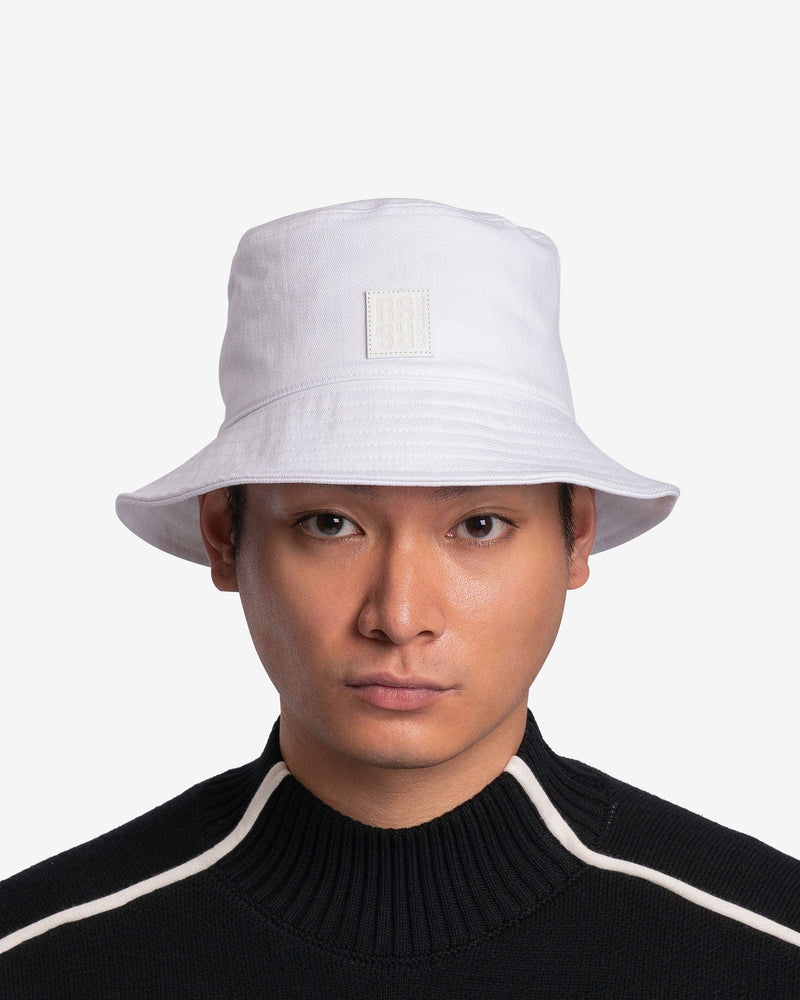 Small Leather Patch Bucket Hat in White – SVRN