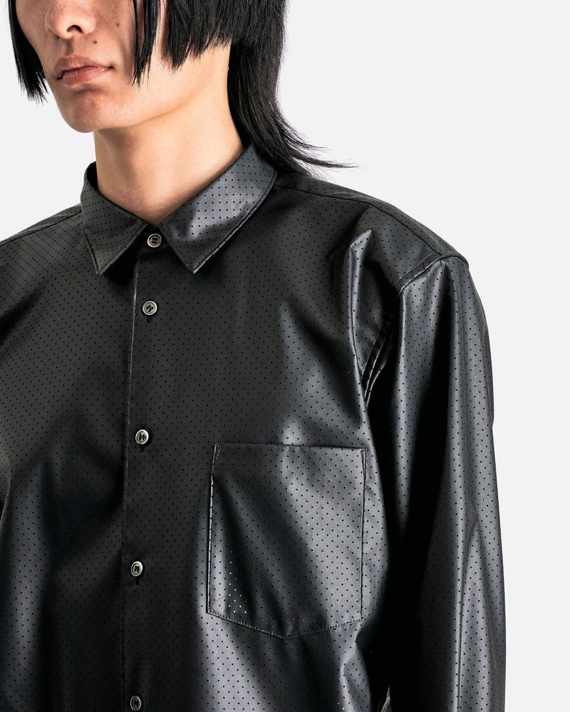 Perforated Faux-Leather Shirt in Black – SVRN