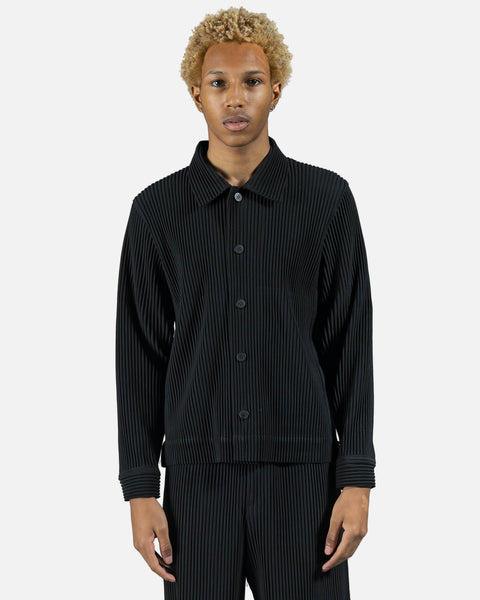 Pleated Trucker Jacket in Black – SVRN