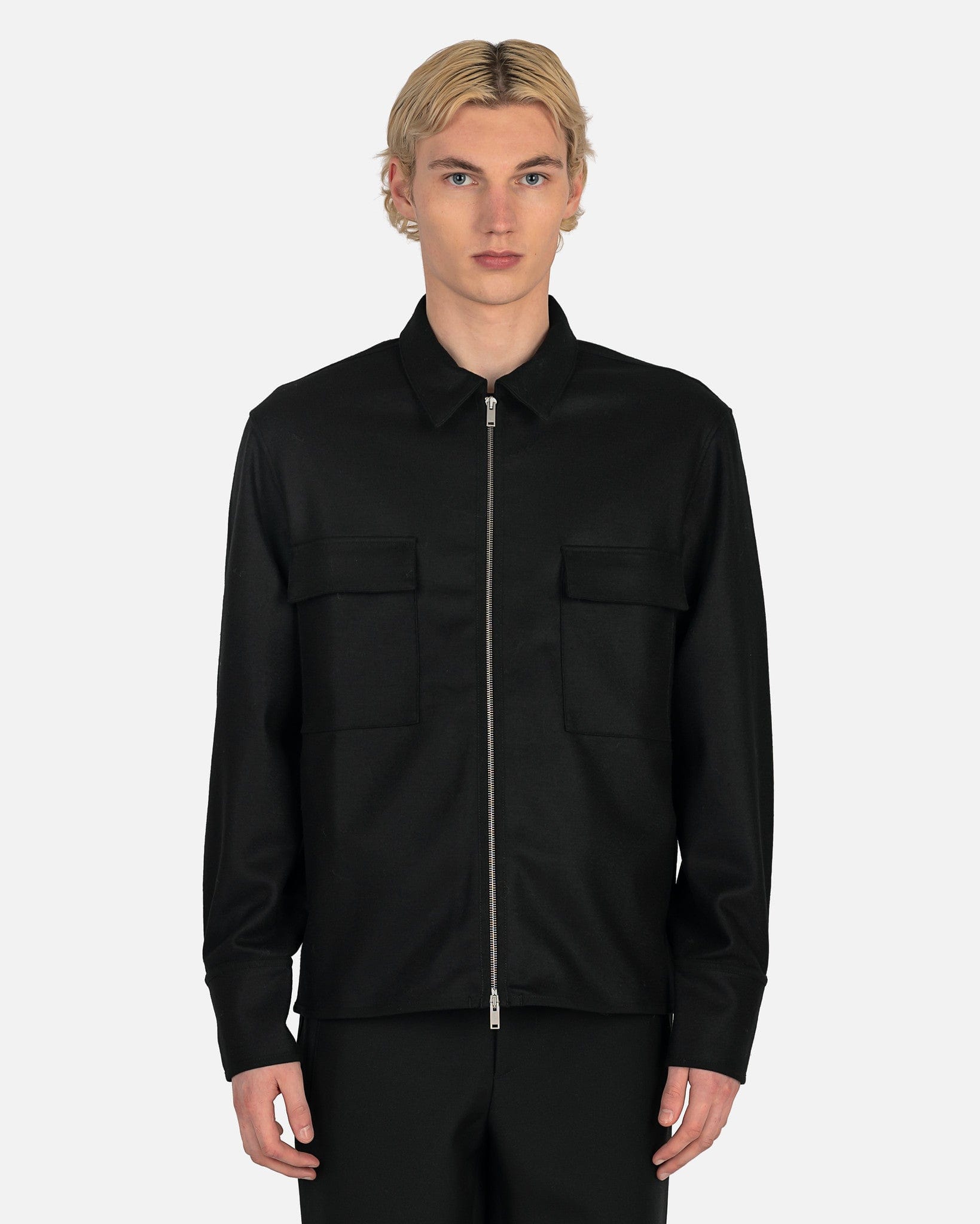 Wool Melton Shirt in Black – SVRN