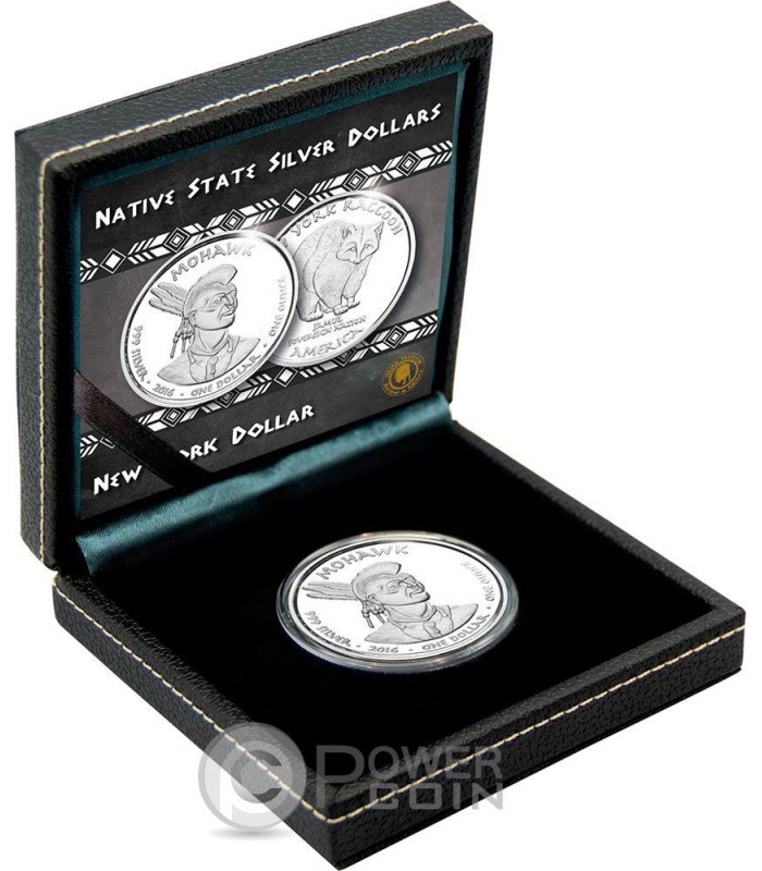 RACOON Mohawk New York Native State 1 Oz Silver Coin 1$ Jamul 2016