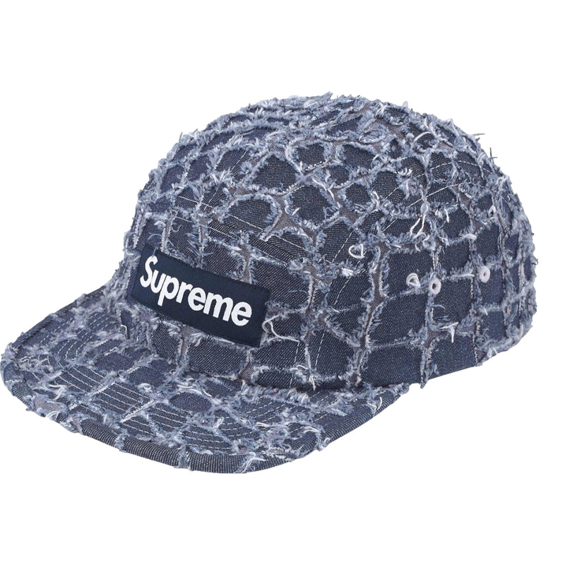 SUPREME FRAYED CROC DENIM CAMP CAP-INDIGO - Popcorn Store