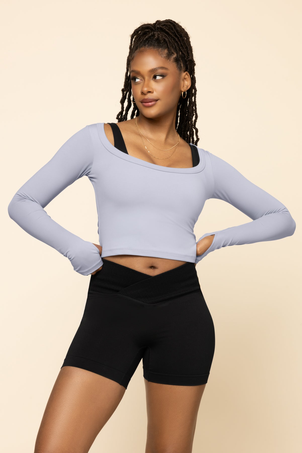 Your Favorite Reversible Long Sleeve Top (Cropped) - Country Blue