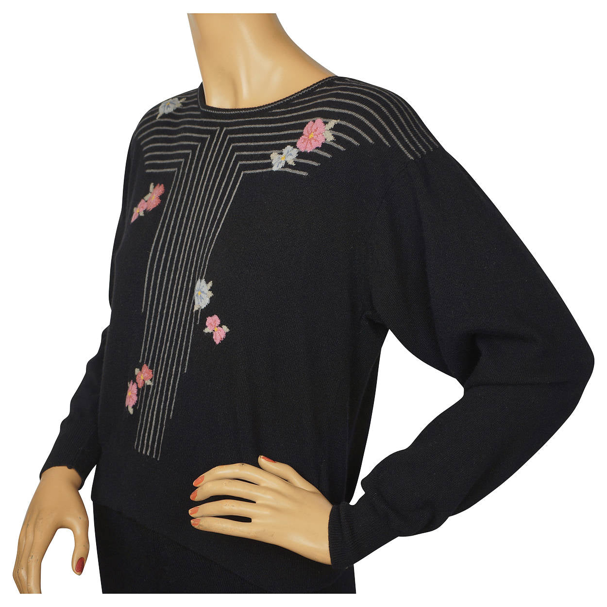 Vintage Ballantyne Scottish Cashmere Pullover Sweater Linear