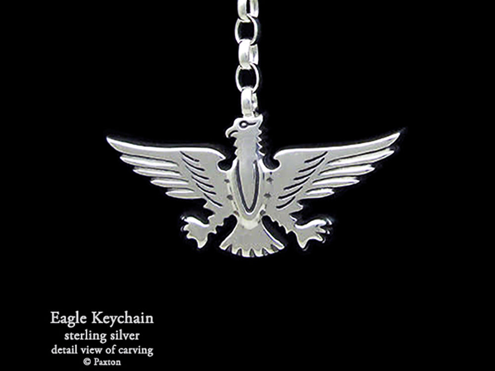 Eagle Key Chain / Key Ring Sterling Silver Replica of Eagle Bus