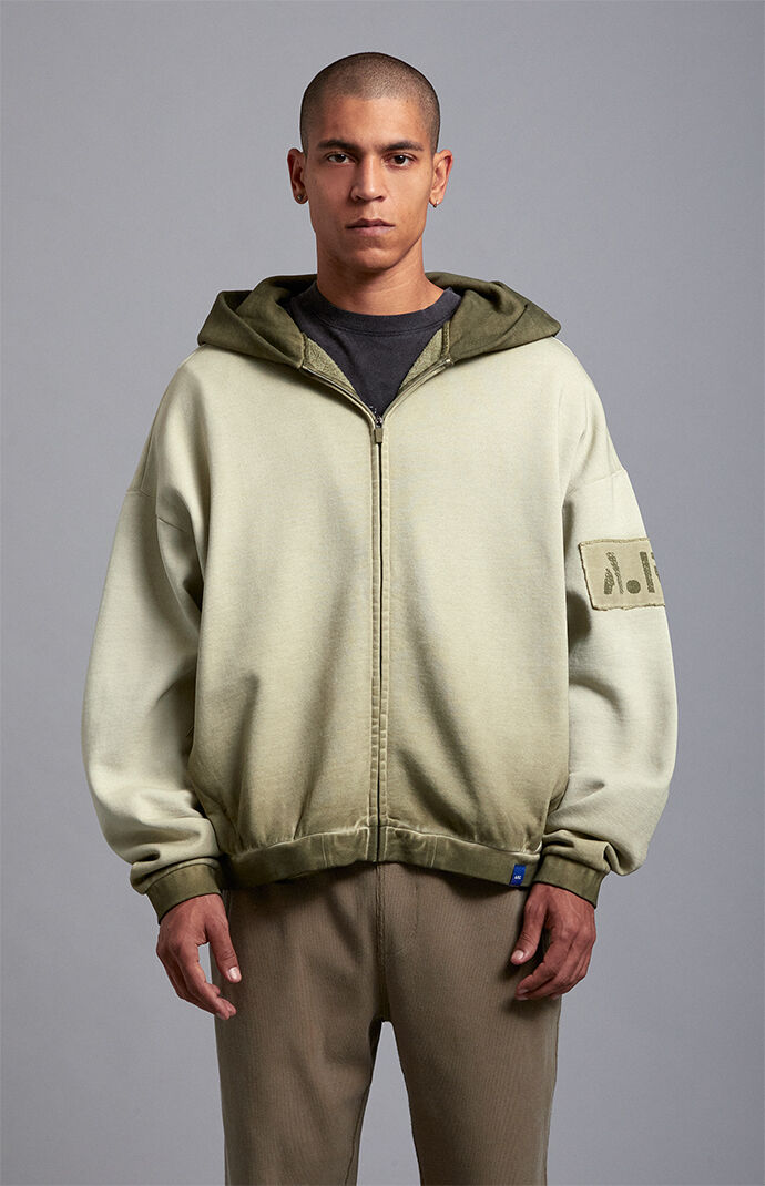 A.R.C. Green Vintage Wash Heavyweight Full Zip Hoodie | Pacsun