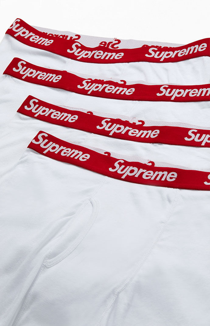 Supreme x Hanes 4 Pack White Boxer Briefs | Pacsun