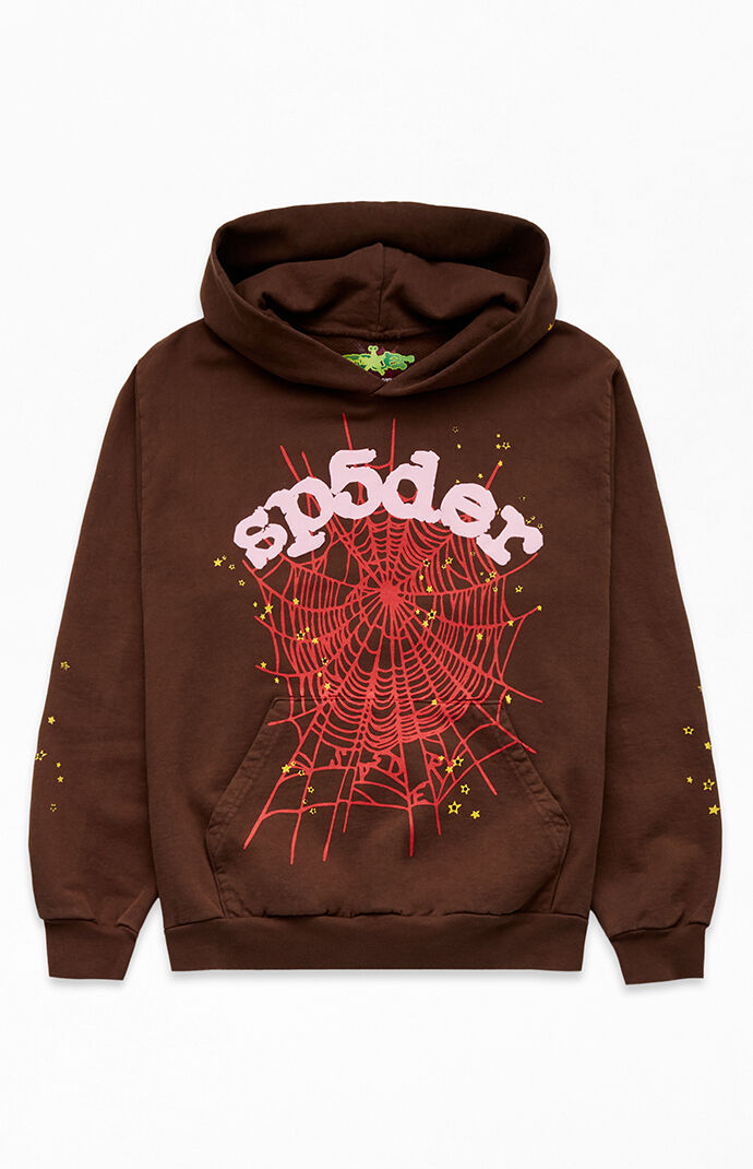 Sp5der Brown Web Hoodie | Pacsun