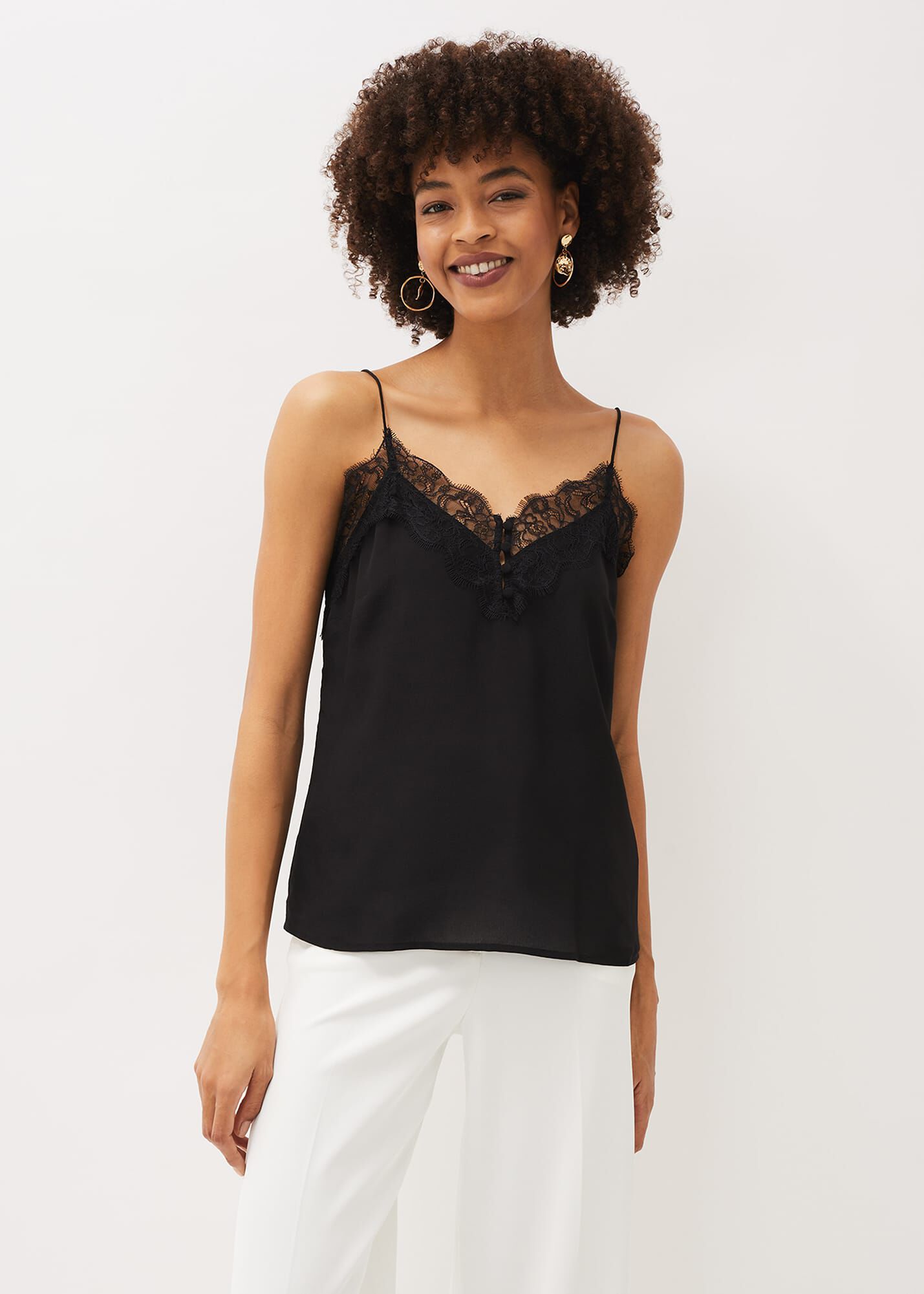 Rachael Lace Trim Silk Camisole | Phase Eight UK |