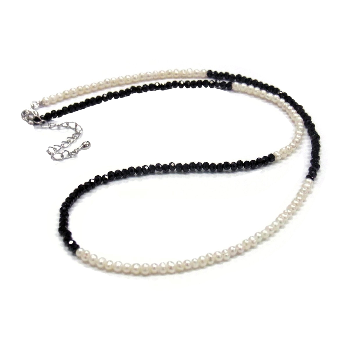 淡水真珠 ベビーパールネックレス ブラックスピネル 2.5-3mm 45cm SV