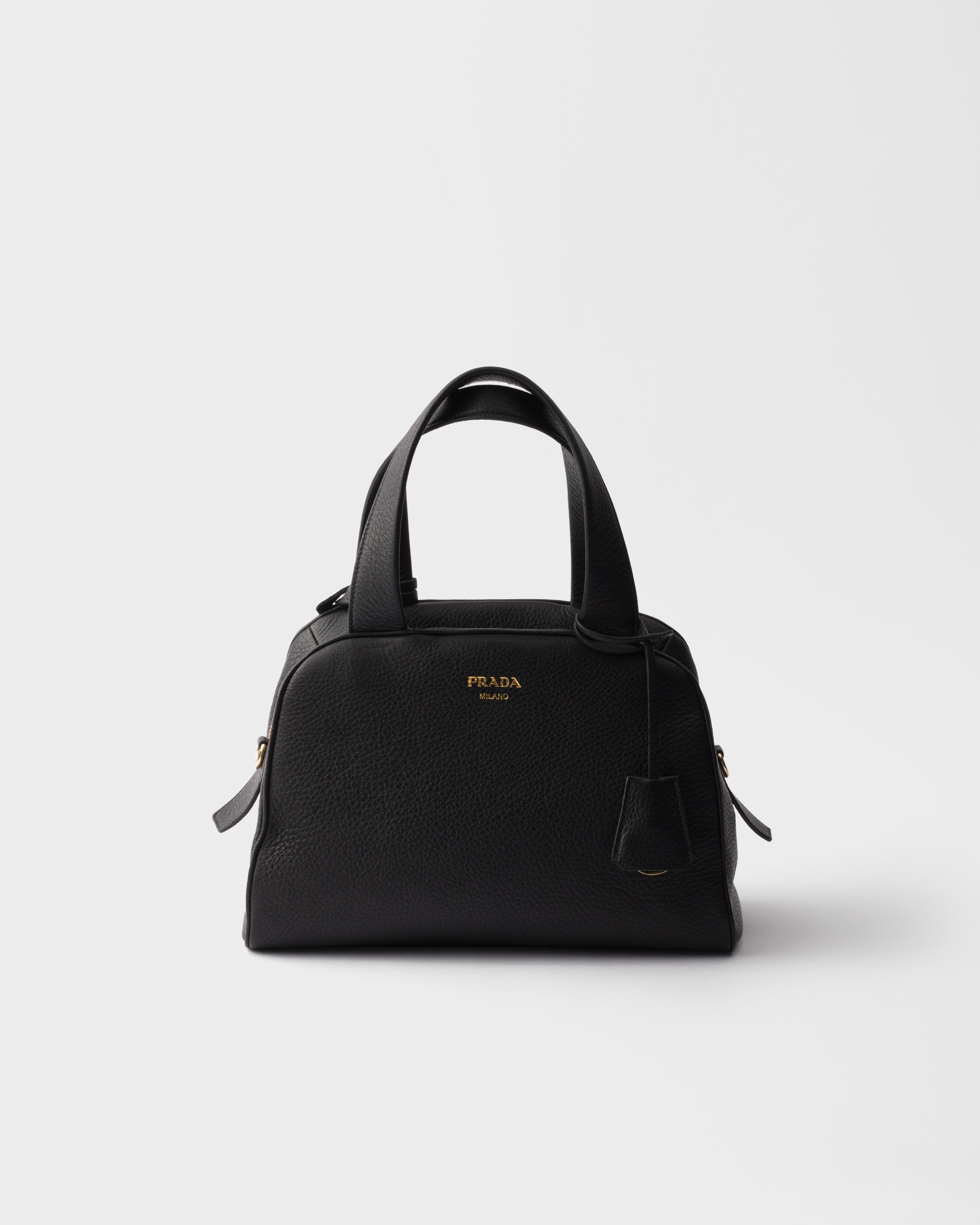 ブラック ミディアム レザー トップハンドルバッグ | PRADA