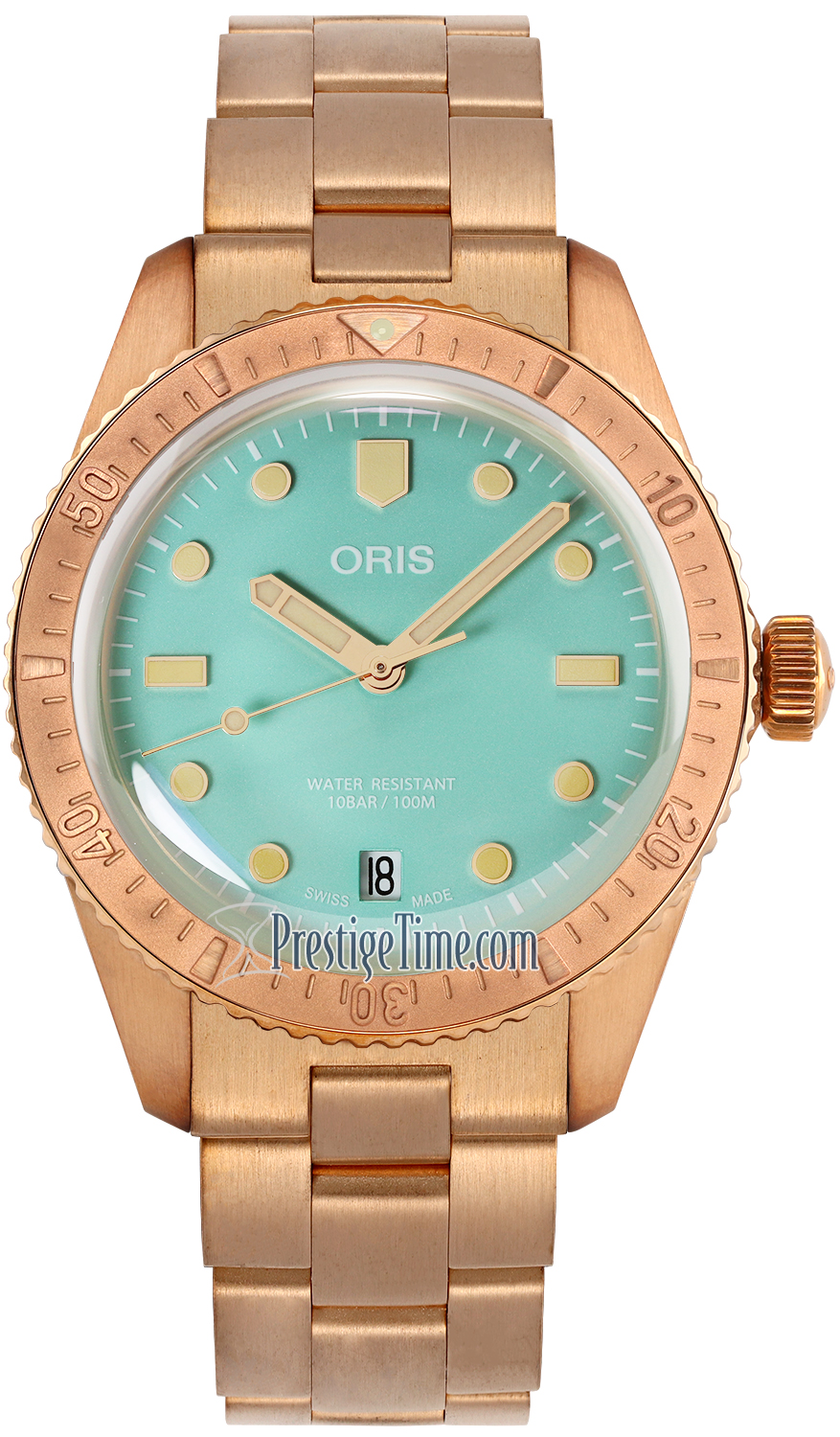 01 733 7771 3157-07 8 19 15 Cotton Candy Green Oris Divers Sixty