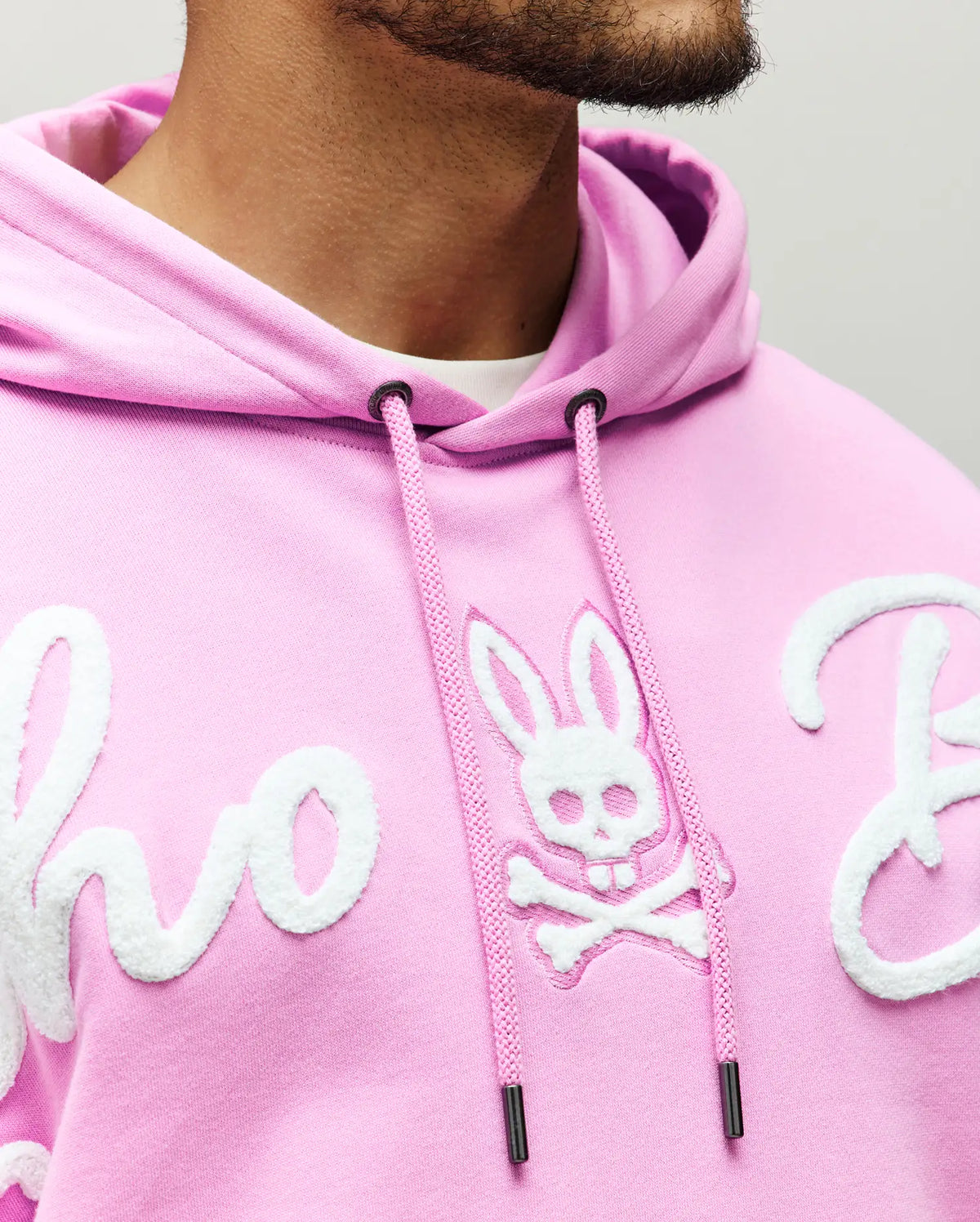 Men's Tate Chenille Embroidered Hoodie in Pink | Psycho Bunny