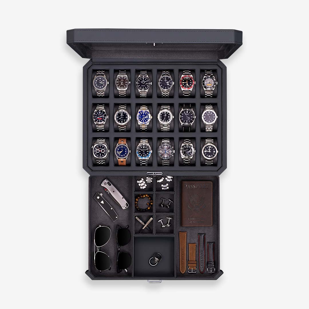 ROTHWELL 18 Slot Watch Case with Drawer (Carbon) - RothwellSF