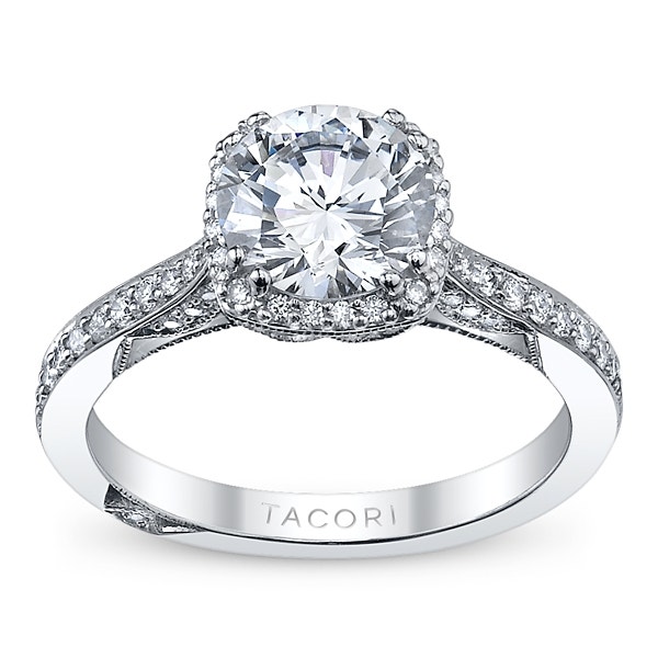 Tacori 18k White Gold Blue Sapphire Natural Diamond Engagement