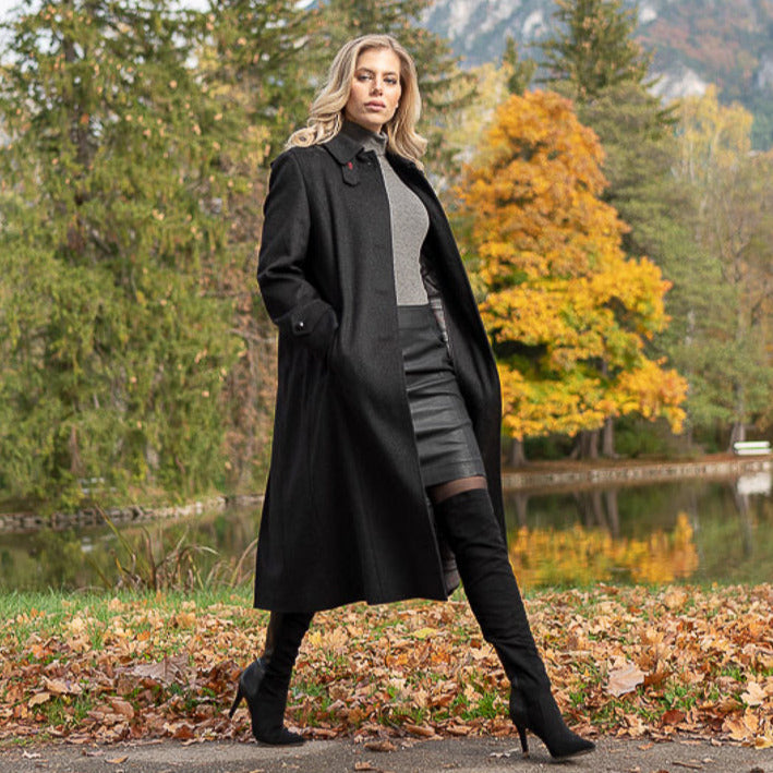 Silvia Women's Traditional Charcoal Loden Wool Coat - RWS - Robert
