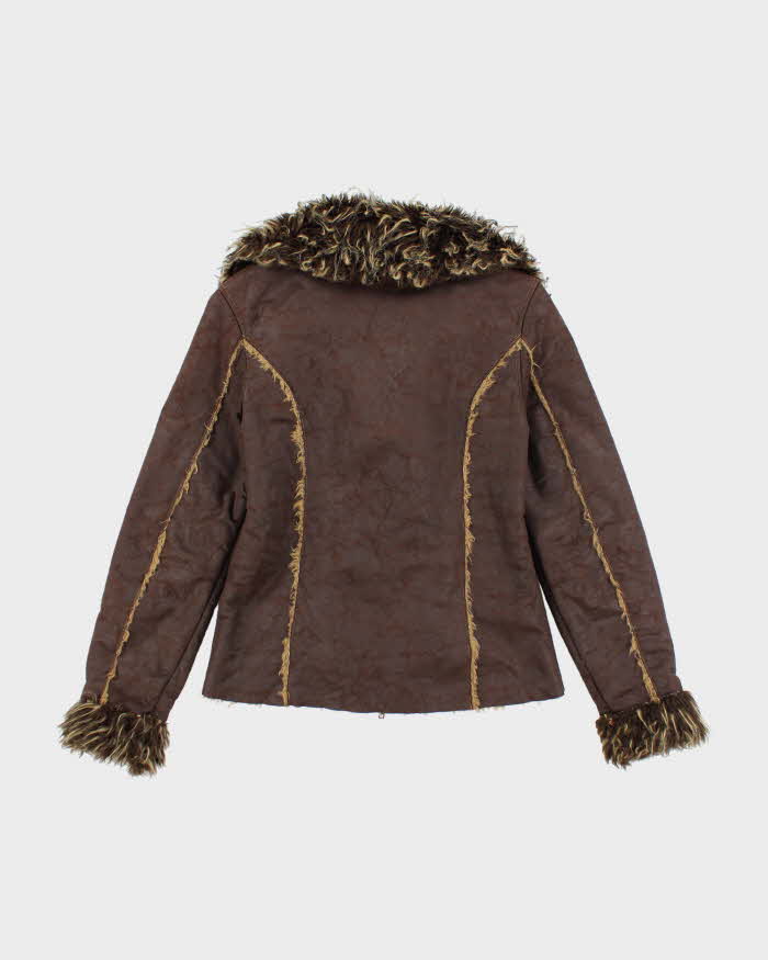Y2k 00s Le Chateau Faux Suede Fur Lined Jacket - XS – Rokit