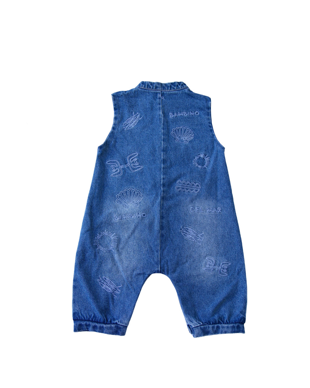 Denim Short Sleeve Kids Romper - Azure Blue