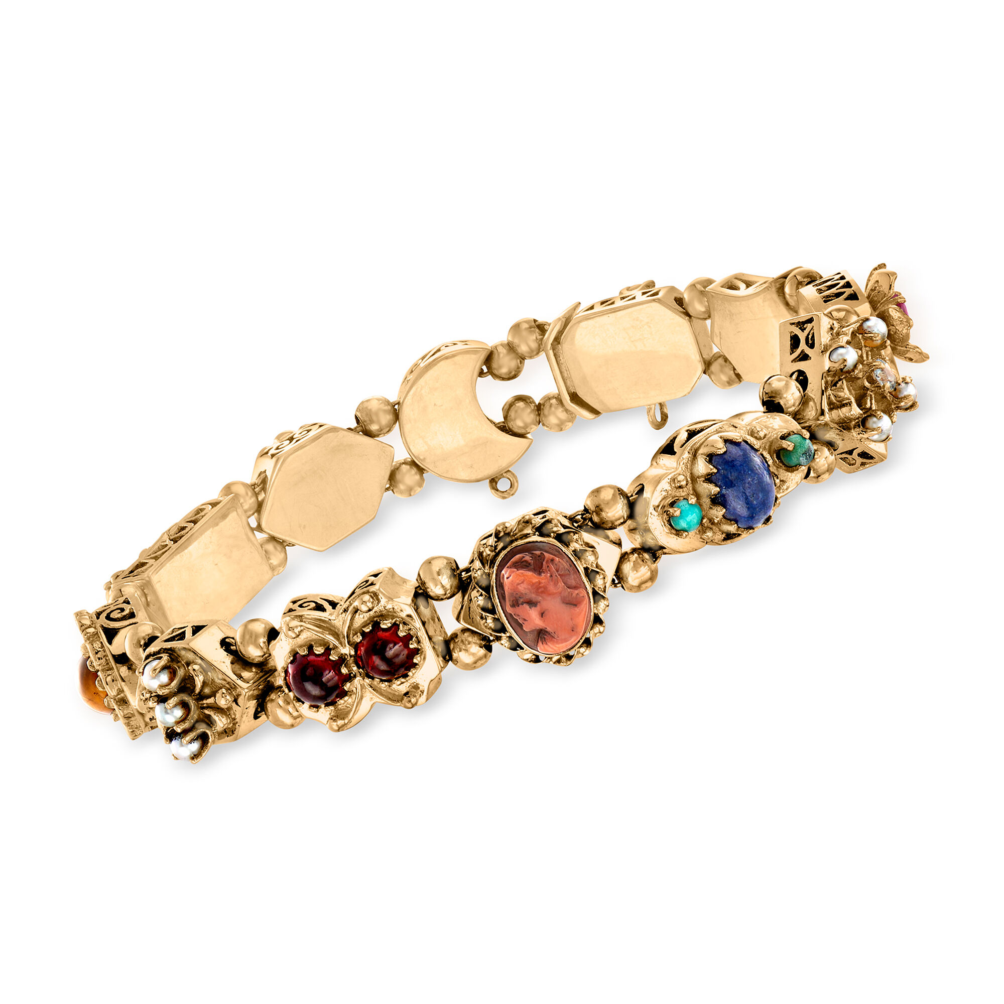 C. 1960 Vintage 1.03 ct. t.w. Multi-Gemstone Slide Charm Bracelet