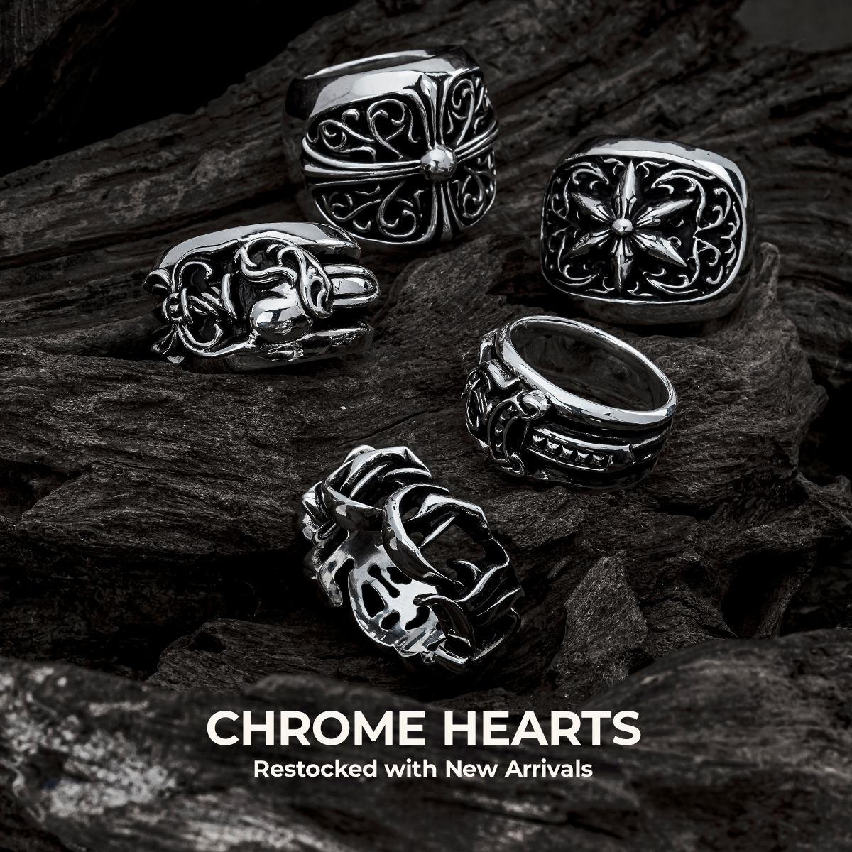 ビヨンクール クロムハーツ シルバーリング CHROME HEARTS(クロムハーツ) SCROLL LABEL RING ラージ スクロール