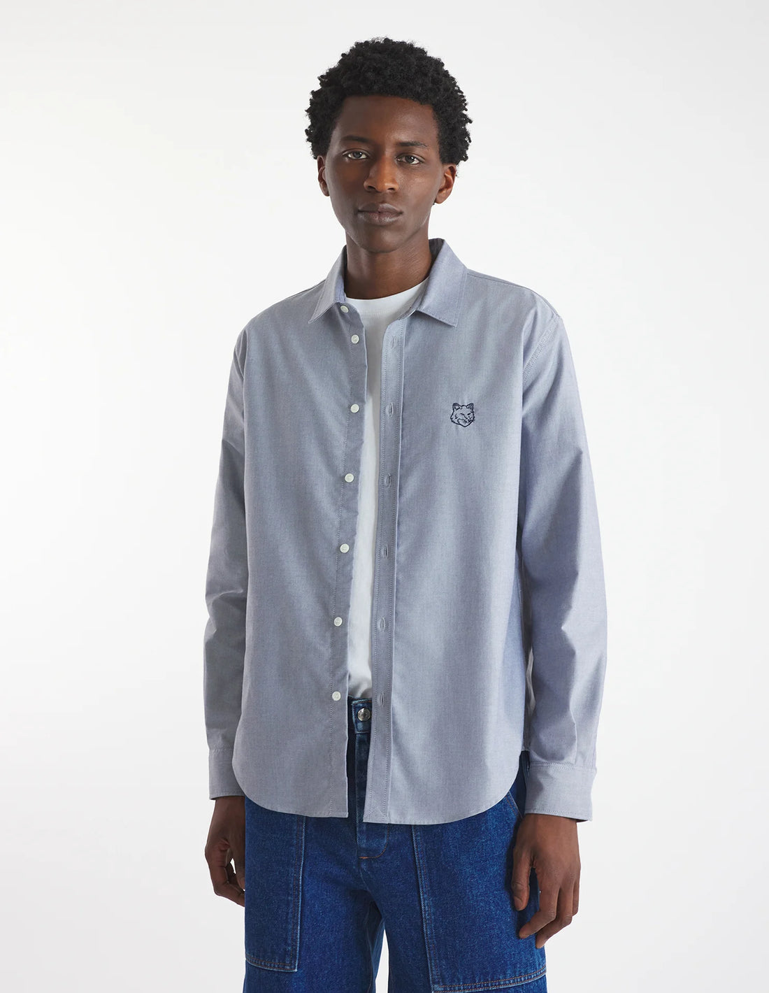MAISON KITSUNE]CONTOUR FOX HEAD SKATE SHIRT/NAVY(MM00405WC5012