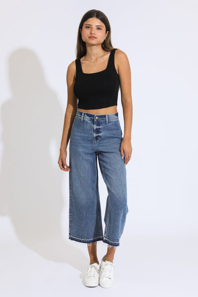 Marina Wide Leg Crop Pants - Medium Indigo – Rewash Brand