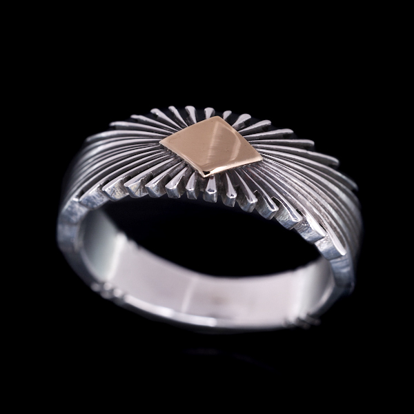 ナバホ族 Pat Bedonie 1/4” 14K サンバースト リング【送料無料】