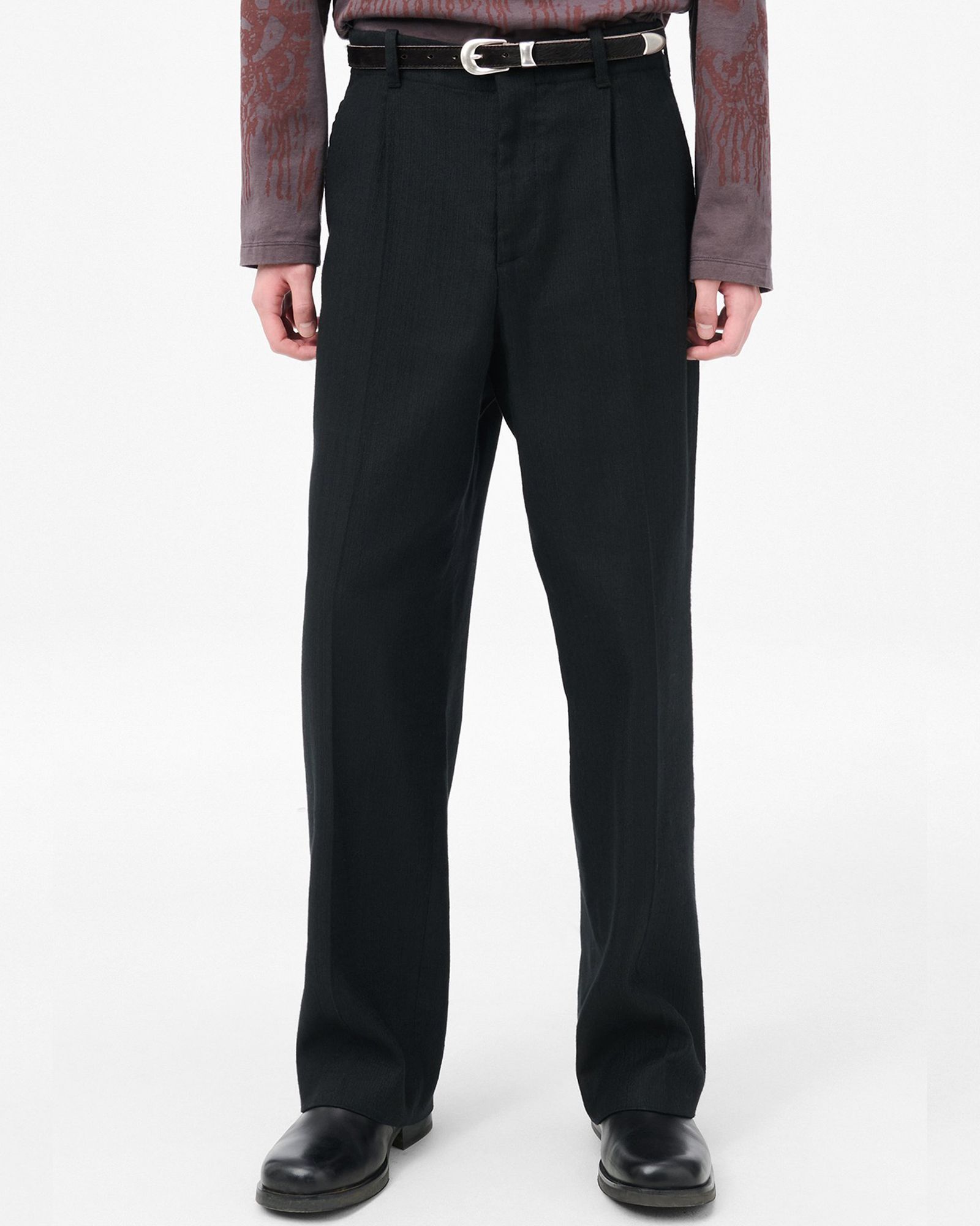 OUR LEGACY - BORROWED CHINO Coal Black Link Stripe Weave | River
