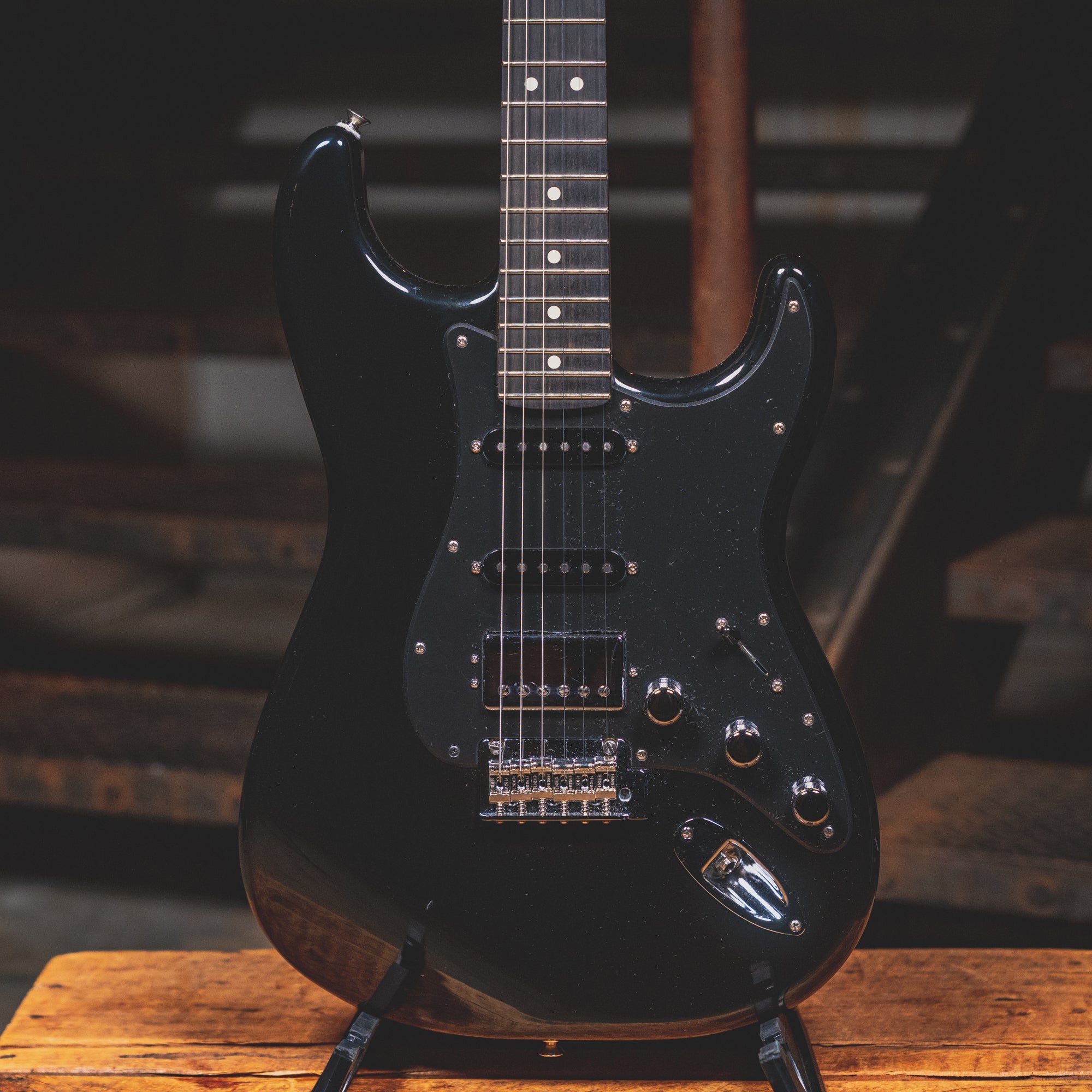 2022 Fender Limited Edition HSS Stratocaster Electric Guitar, Black w/