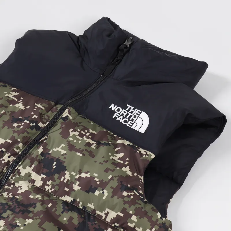 The North Face Mens Down 1996 Nuptse Vest Green Digi Camo Gilet