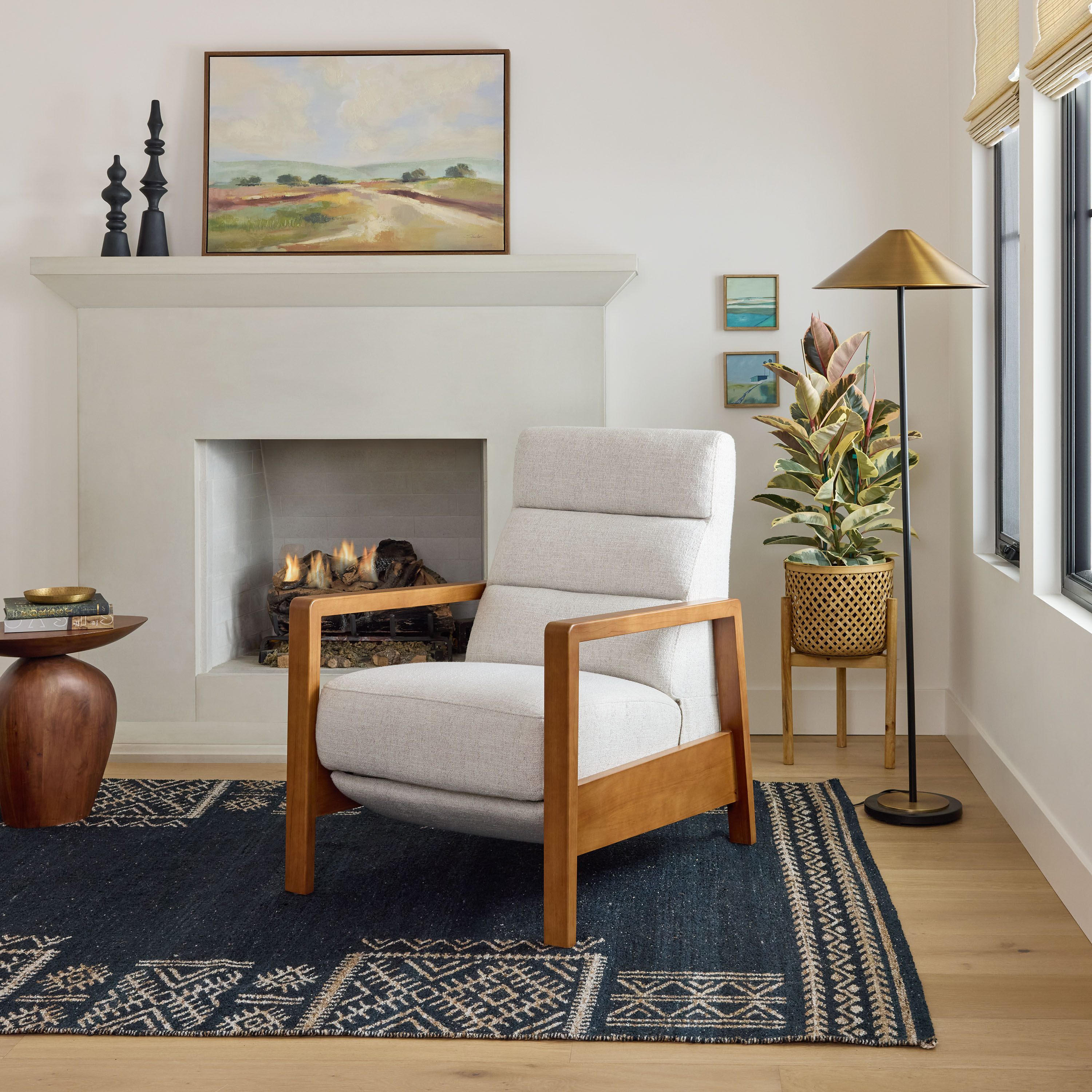 Erik Wood Frame Upholstered Push Back Recliner - World Market