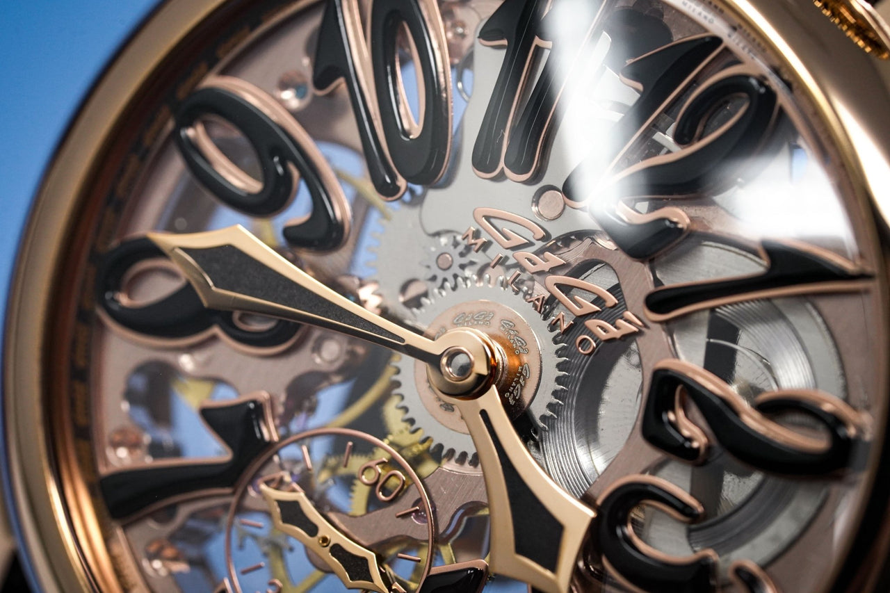 GaGà Milano Watch Skeleton 48MM Rose Gold Black – Watches & Crystals