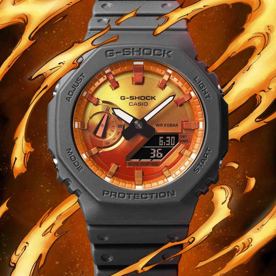 G-Shock GA2100 Flame Inside Ana-Digi Gray Orange | Watches.com