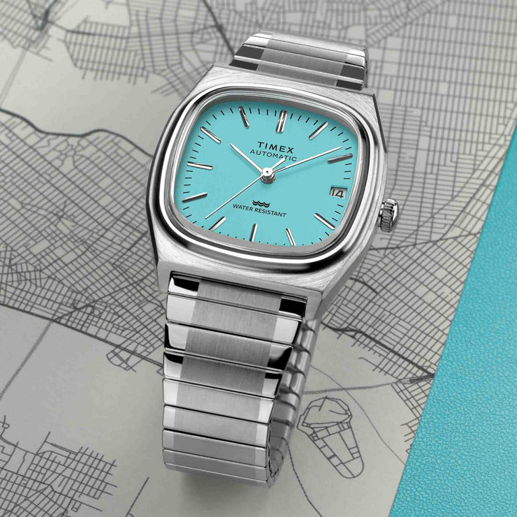Timex 1983 E-Line Reissue Automatic 34mm Blue | Watches.com