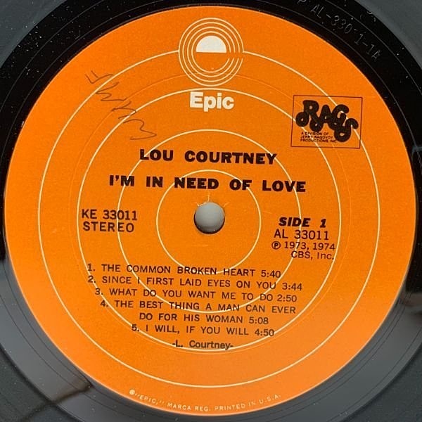 LOU COURTNEY / I'm In Need Of Love (LP) / Epic | WAXPEND RECORDS