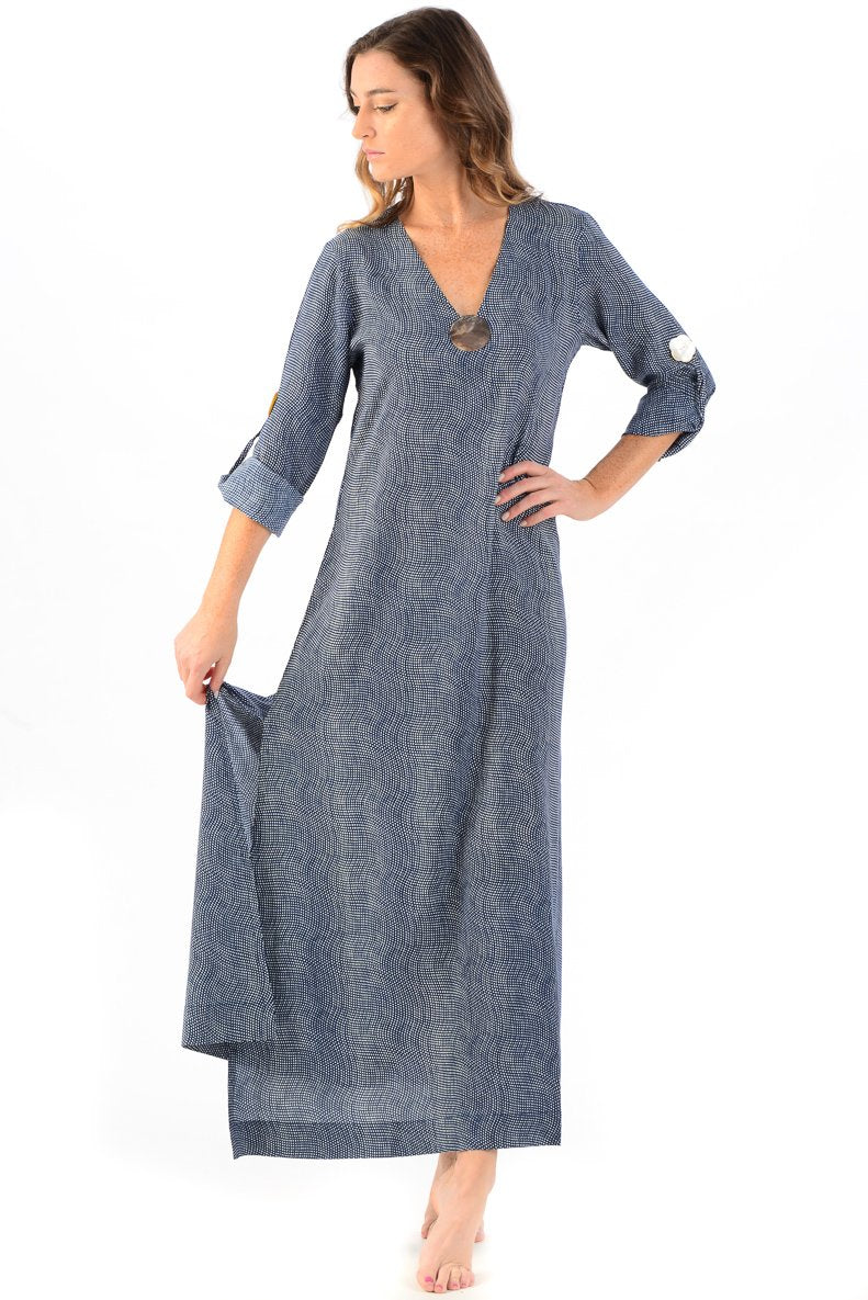 Seychelles Dress-Kaftan Abalone Shell/ Deep Indigo – walker&wade