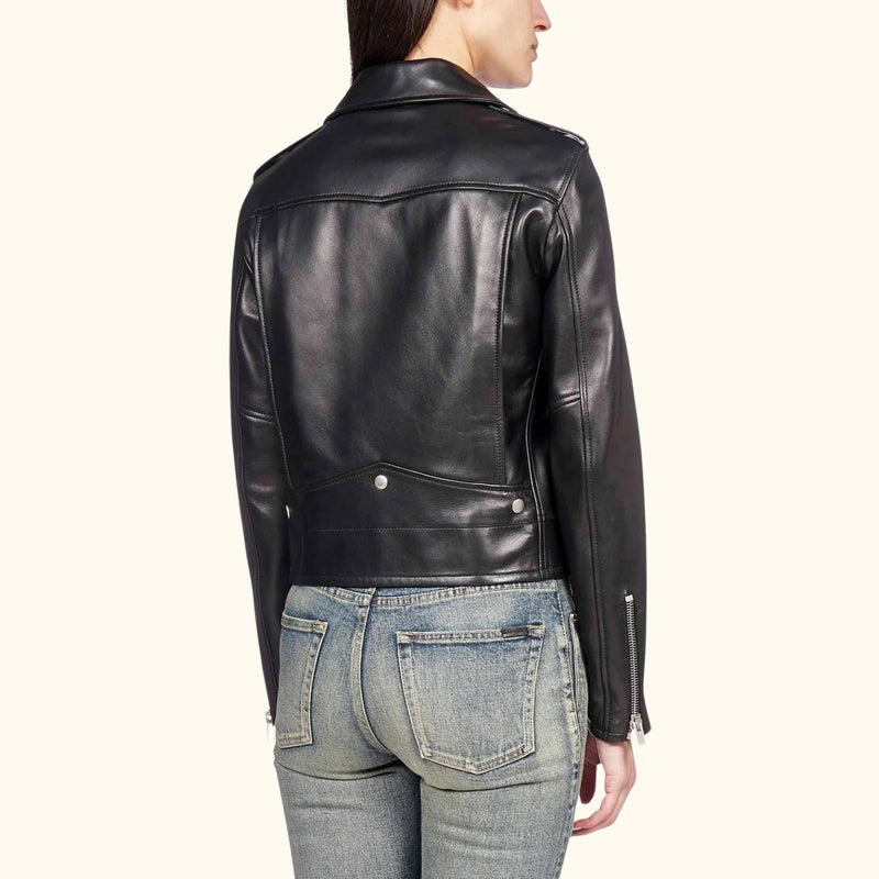 Midnight Rider Leather Jacket - Premium Black Lamb Leather Biker